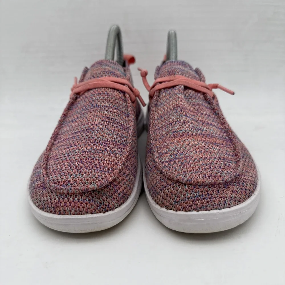 Hey Dude Wendy Halo Womens Size 7 Shoes Sunset Pink Multicolor Moc Toe Slip On